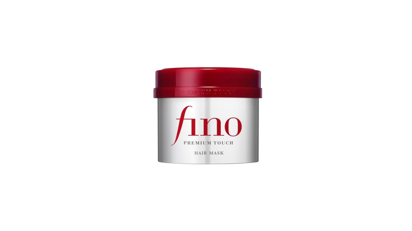 Fino hair mask jar with red lid on a white background